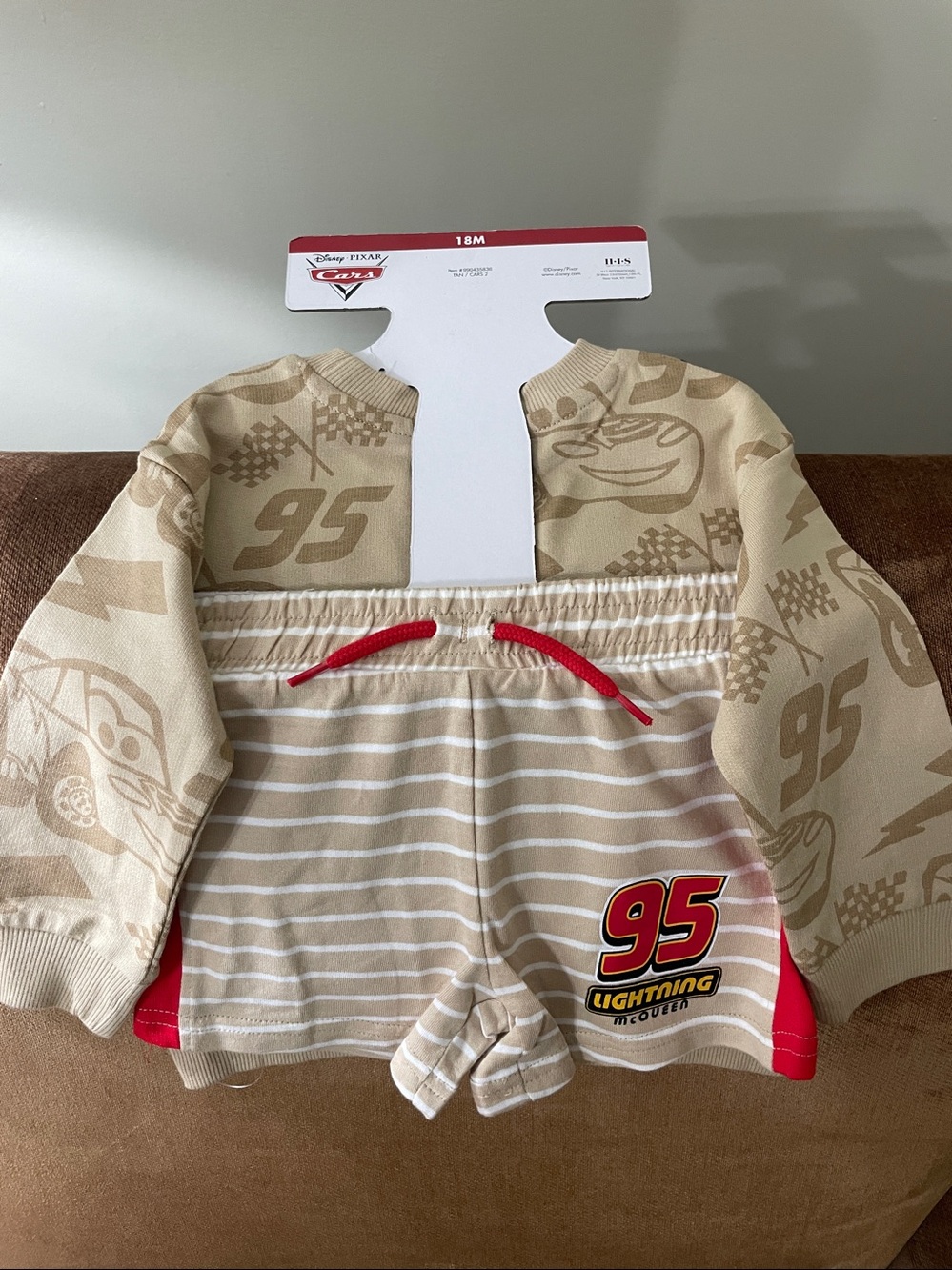 Disney Cars Beige Hoodie with Red Lightning McQueen Pouch - Picture 3 of 5